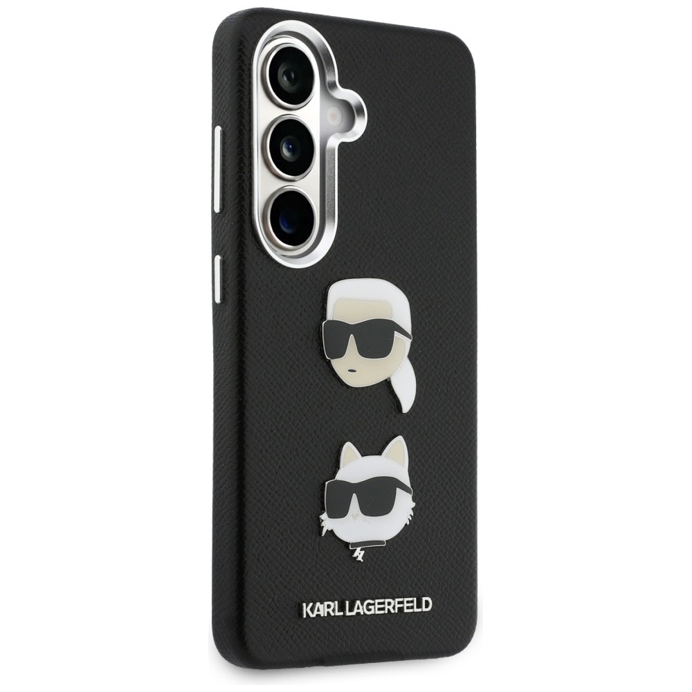 Karl Lagerfeld Saffiano metallfodral med dubbla huvuden för Samsung Galaxy S26+ - Svart