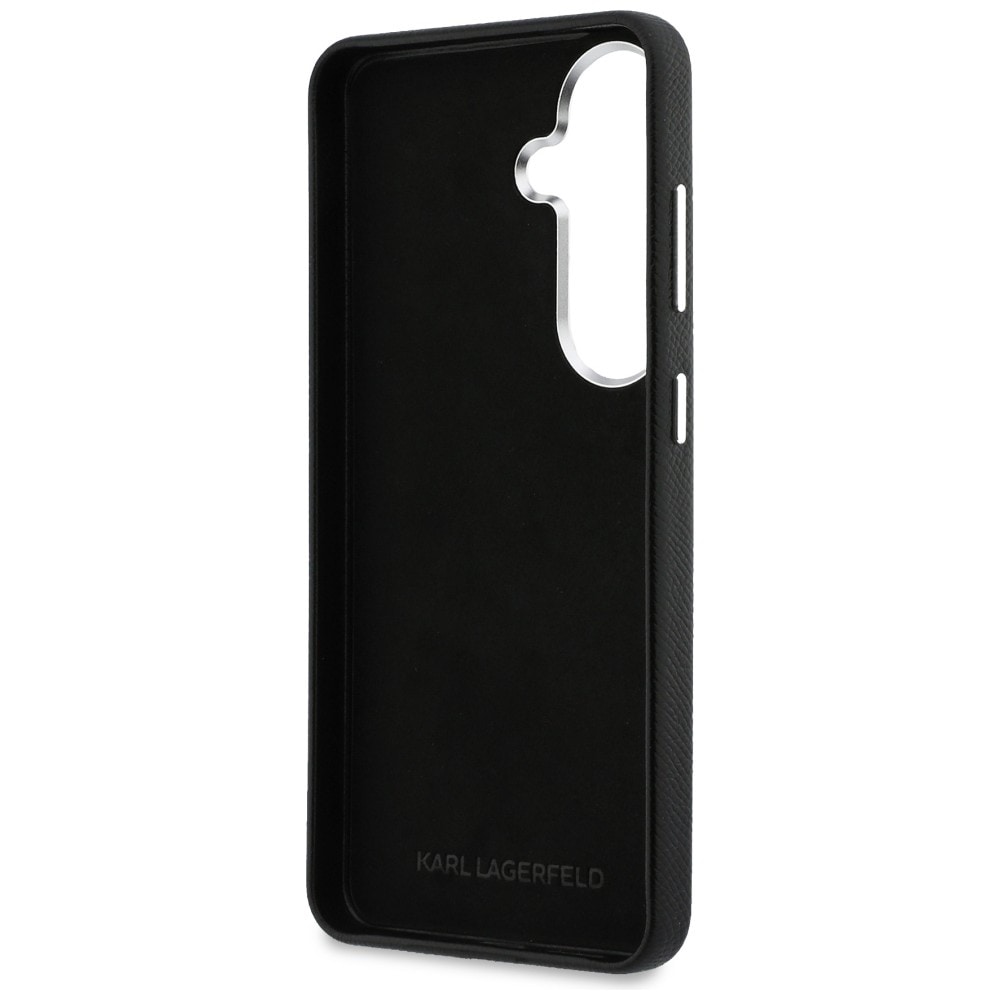 Karl Lagerfeld Saffiano metallfodral med dubbla huvuden för Samsung Galaxy S26+ - Svart