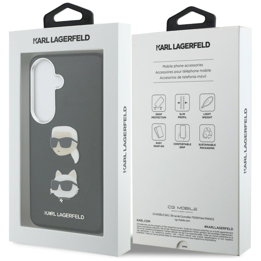 Karl Lagerfeld Saffiano metallfodral med dubbla huvuden för Samsung Galaxy S26+ - Svart