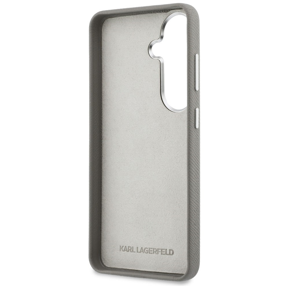 Karl Lagerfeld Saffiano Double Heads metaltaske til Samsung Galaxy S26 - sølv