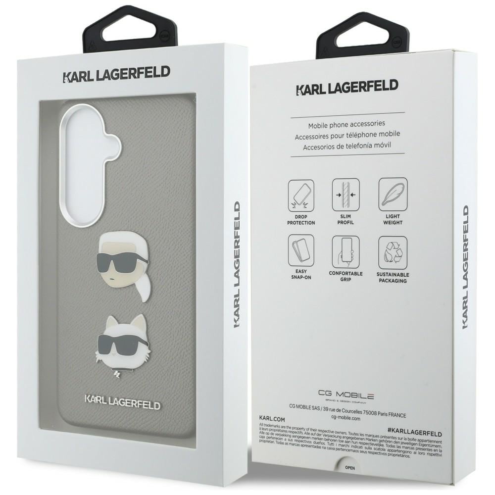 Karl Lagerfeld Saffiano Double Heads metaltaske til Samsung Galaxy S26 - sølv