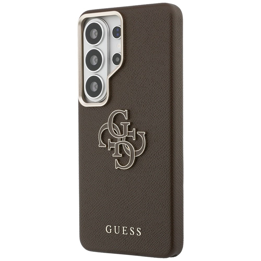 Guess Grained Big 4G Metal Logo Etui til Samsung Galaxy S26 Ultra - Brun