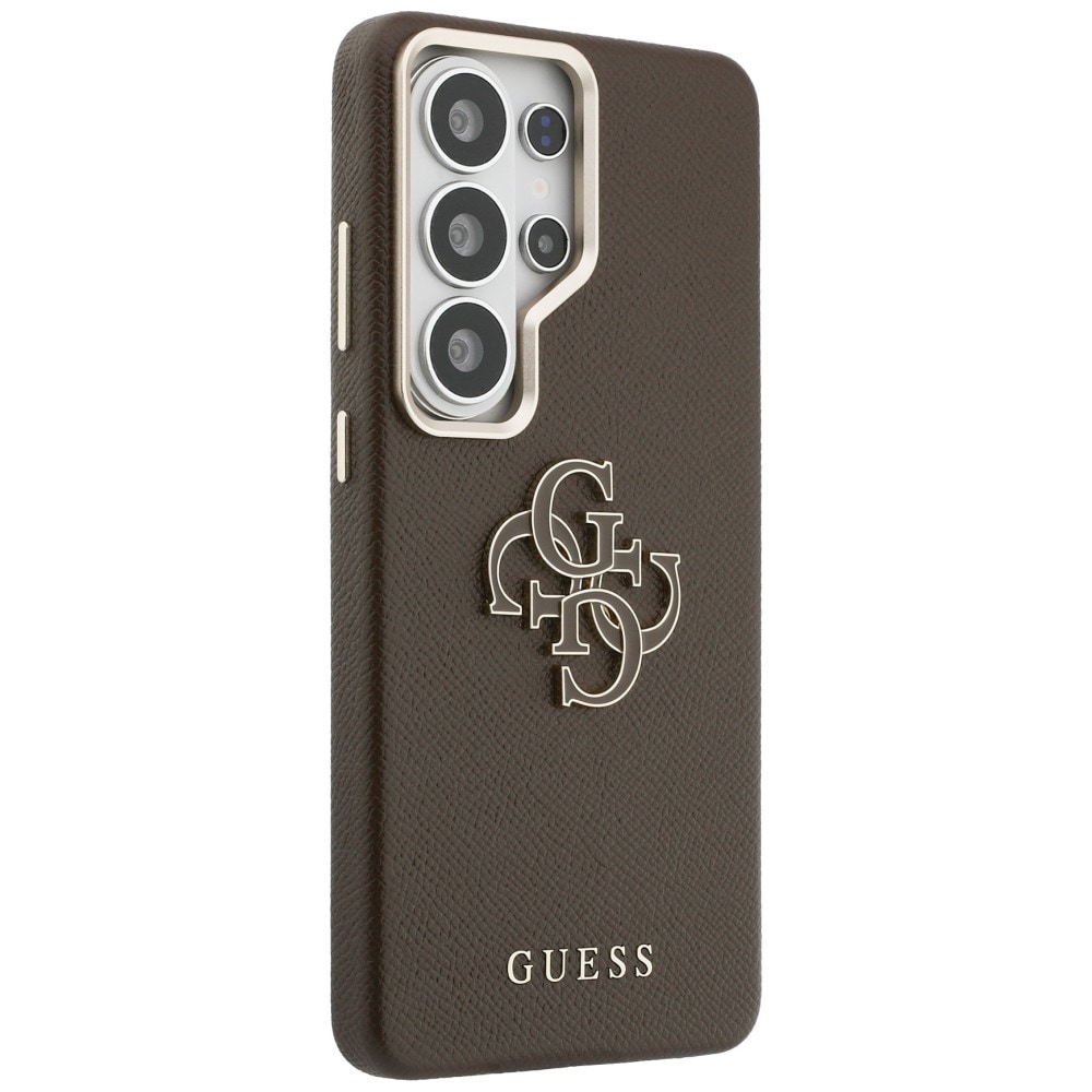 Guess Grained Big 4G Metal Logo Etui til Samsung Galaxy S26 Ultra - Brun