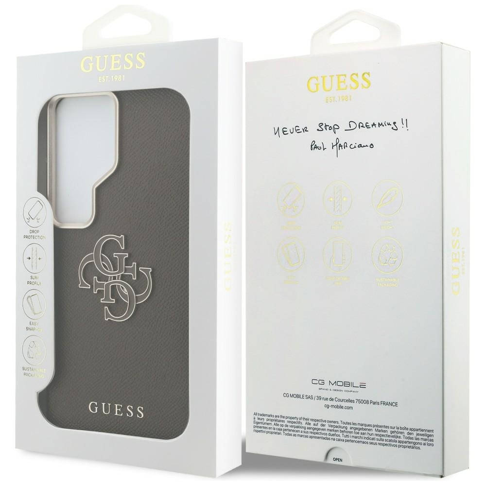 Guess Grained Big 4G Metal Logo Etui til Samsung Galaxy S26 Ultra - Brun