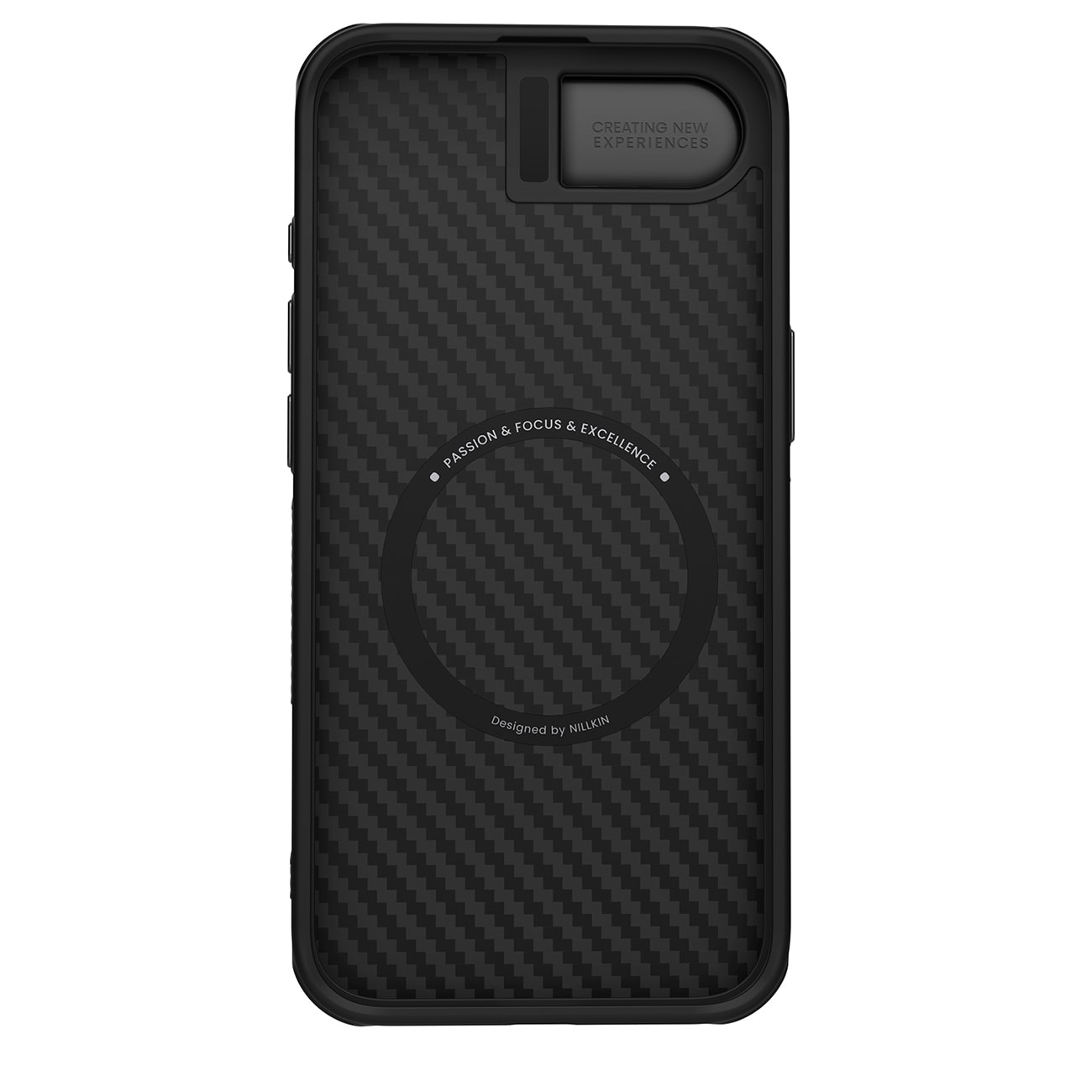 Nillkin CarboProp magnetisk etui med kameradæksel og stativ til iPhone 16e / 17e - Sort