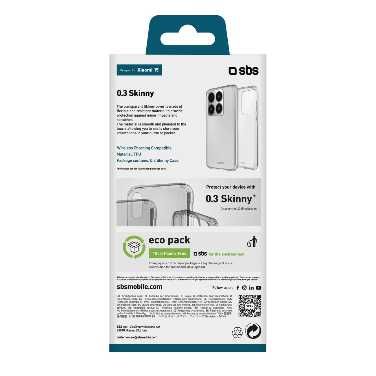 SBS Skinny Cover til Xiaomi 15 - transparent