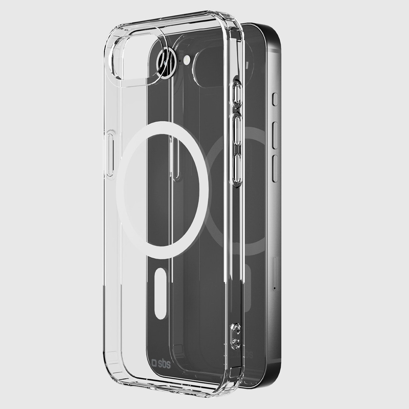 SBS Cover Light Mag Beskyttelsesetui til iPhone 16e / 17e Kompatibel med MagSafe - Transparent