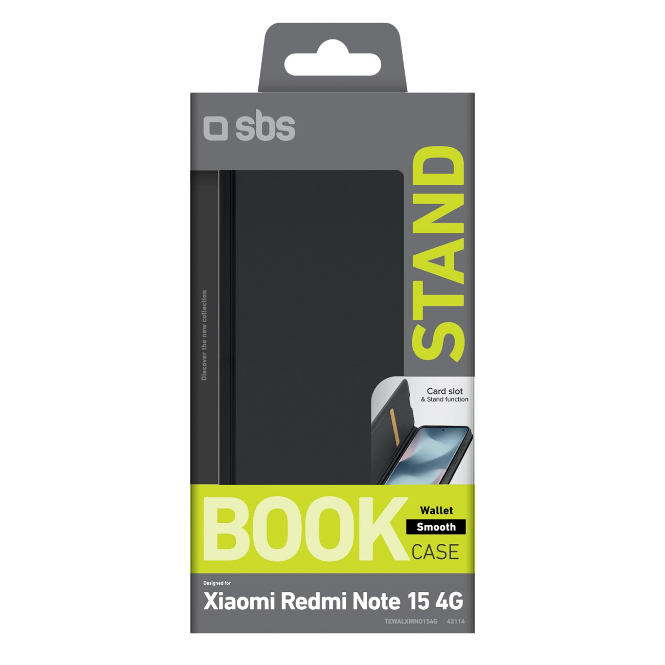 SBS Wallet Smooth Case til Xiaomi Redmi Note 15 4G med flipcover - Sort