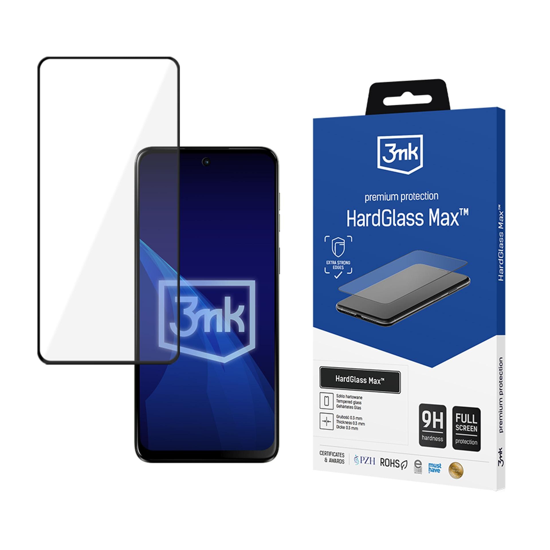 Förstärkt härdat glas med full täckning 3mk HardGlass Max Black för Motorola Moto G55 5G