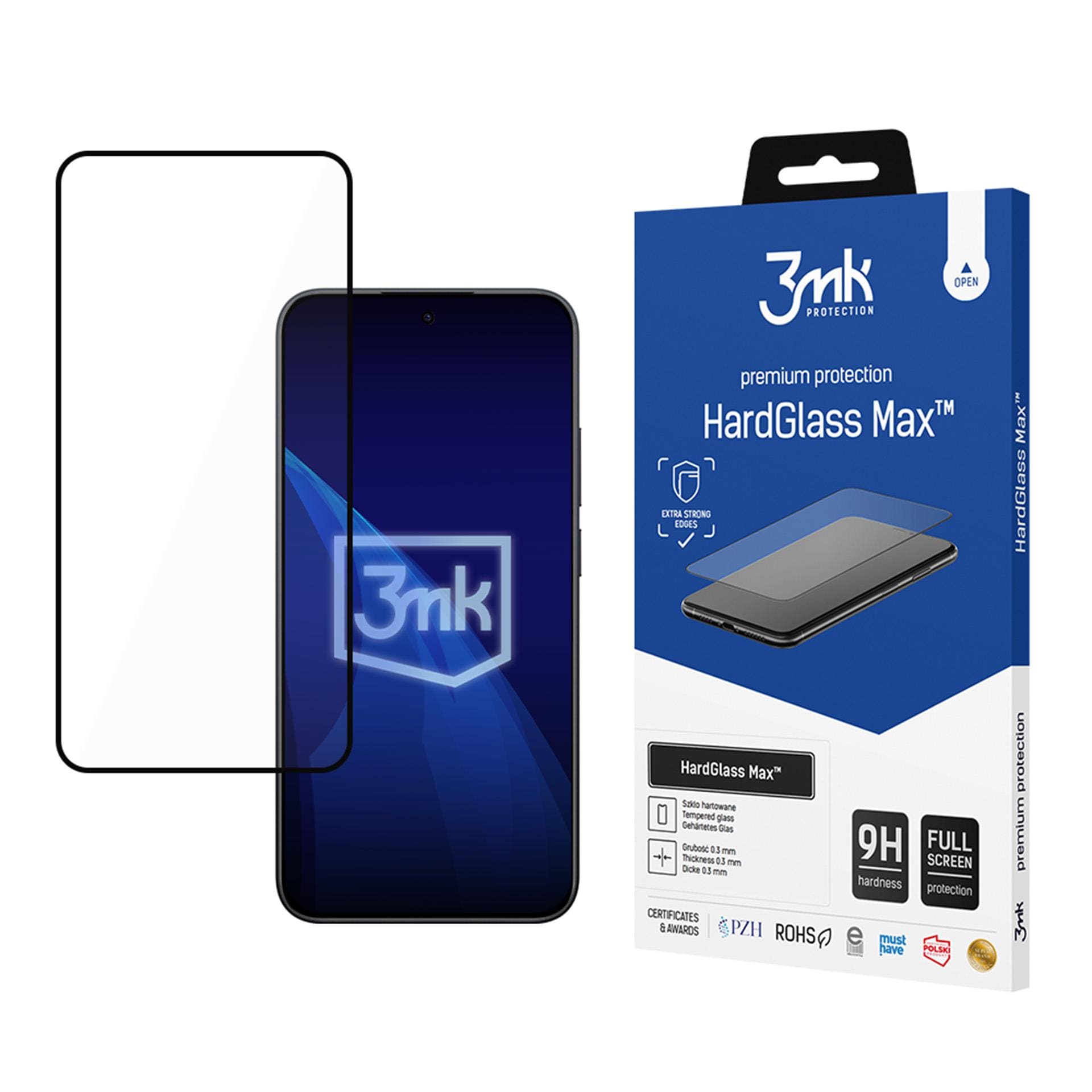 Förstärkt heltäckande härdat glas 3mk HardGlass Max Black för Xiaomi Redmi Note 15 Pro 5G