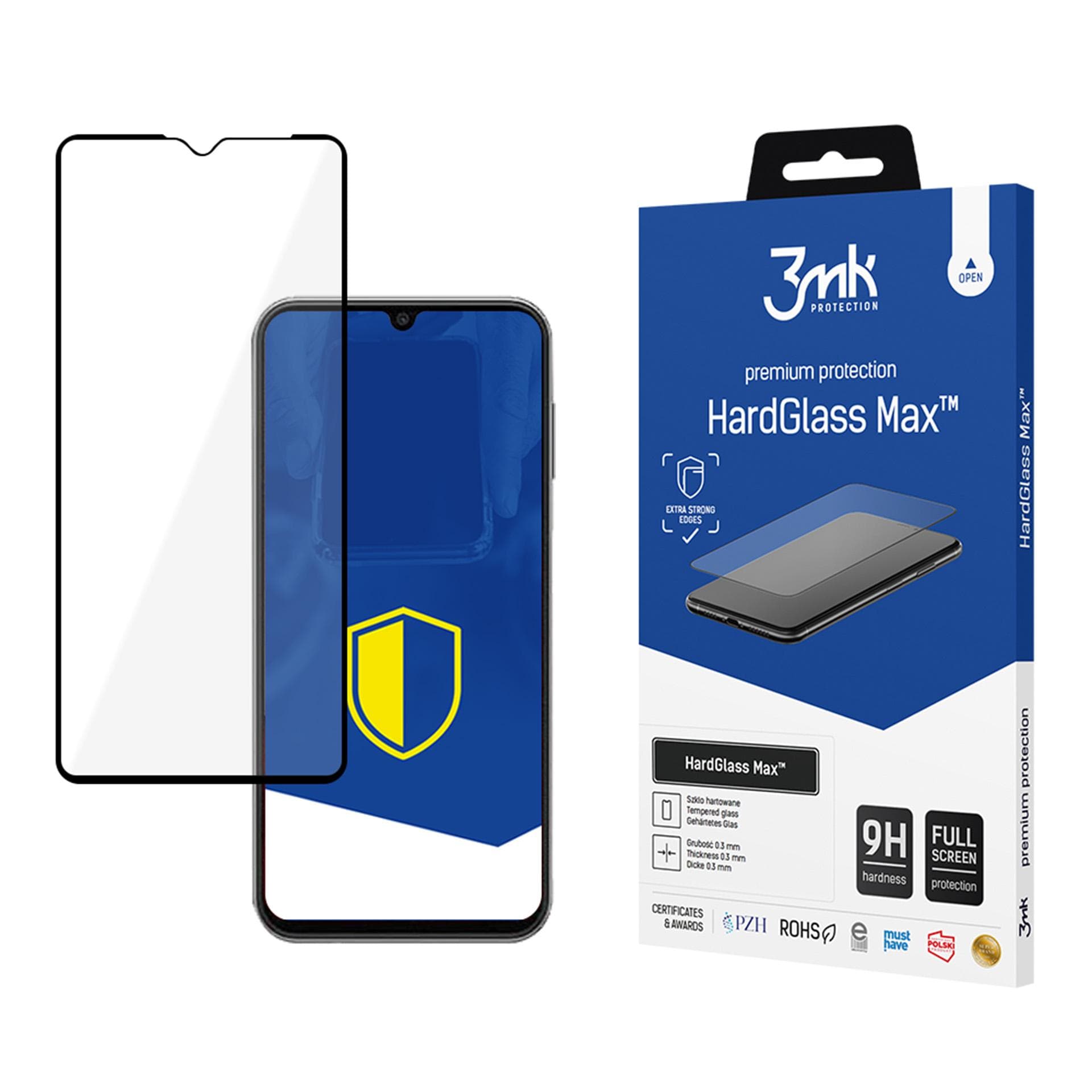 Förstärkt heltäckande härdat glas 3mk HardGlass Max Black för Samsung Galaxy A14 4G/5G
