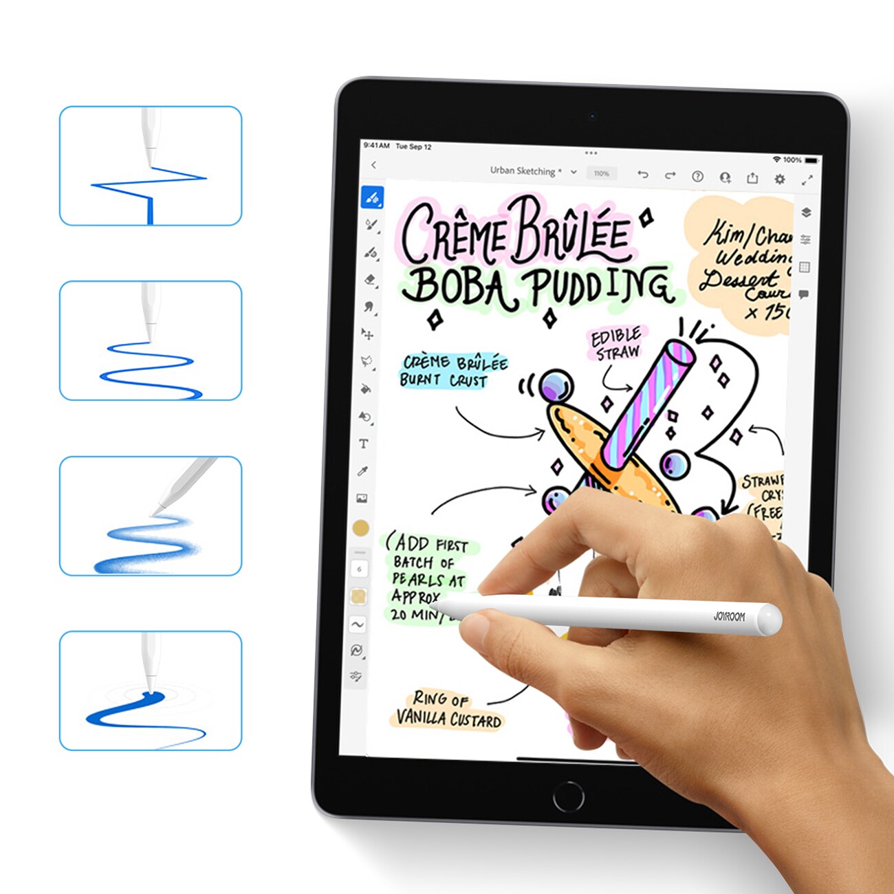 Joyroom JR-X9S Pro Active Stylus med 2 utbytbara spetsar - vit