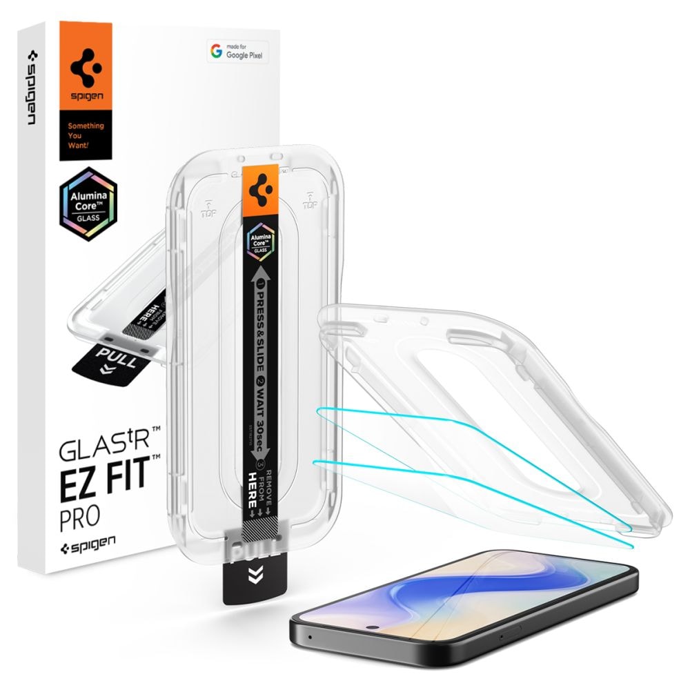 Spigen Glas.tR EZ Fit Pro 2-Pack skärmskydd i härdat glas för Google Pixel 10A