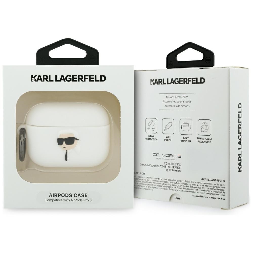 Karl Lagerfeld Silikon Karl Head 3D Fodral för AirPods Pro 3 - Vit