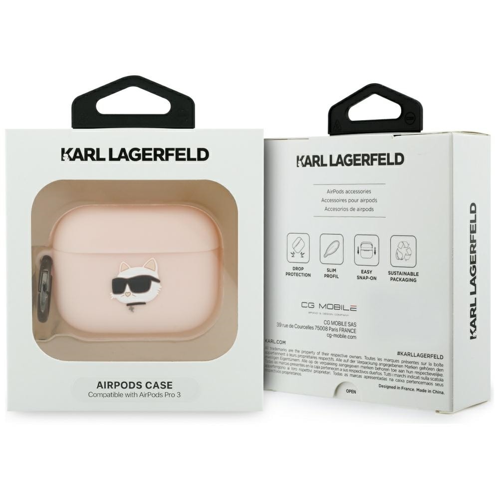 Karl Lagerfeld Silicone Chaupette Head 3D Fodral för AirPods Pro 3 - Rosa