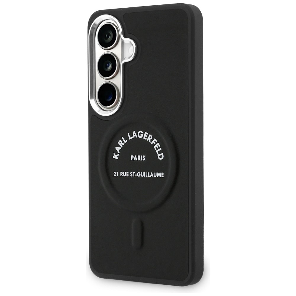 Karl Lagerfeld präglad ring RSG-logotyp MagSafe-fodral för Samsung Galaxy S26+ - Svart