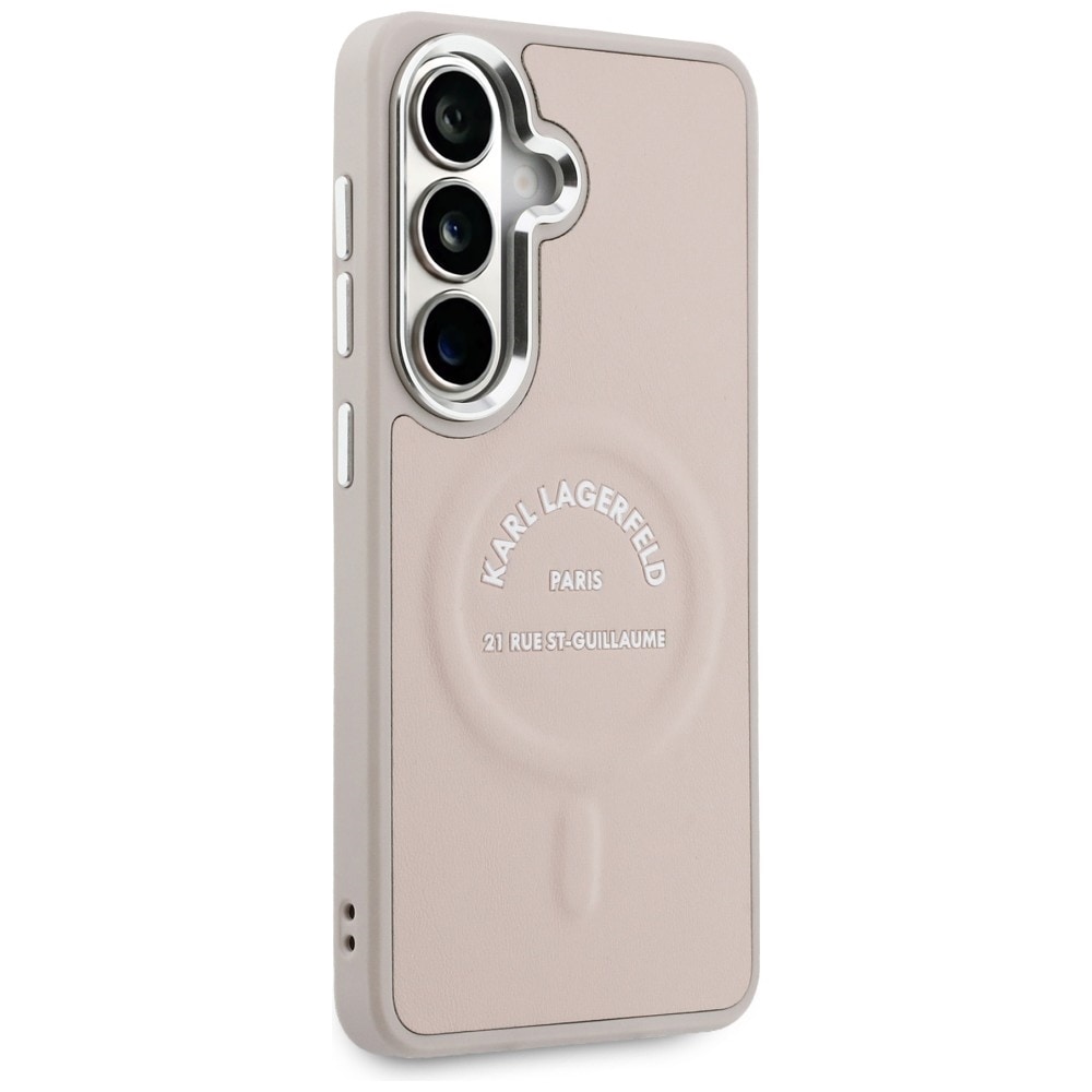 Karl Lagerfeld präglad ring RSG-logotyp MagSafe-fodral för Samsung Galaxy S26 - Rosa