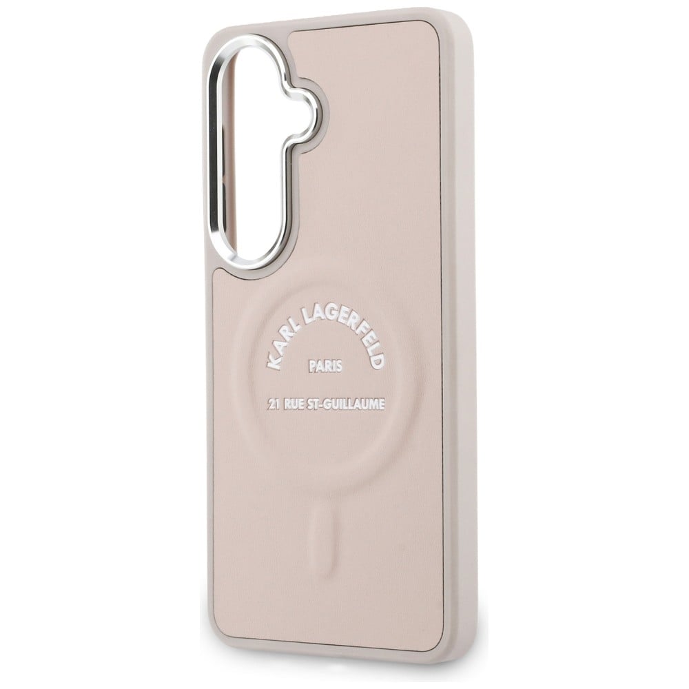 Karl Lagerfeld präglad ring RSG-logotyp MagSafe-fodral för Samsung Galaxy S26 - Rosa