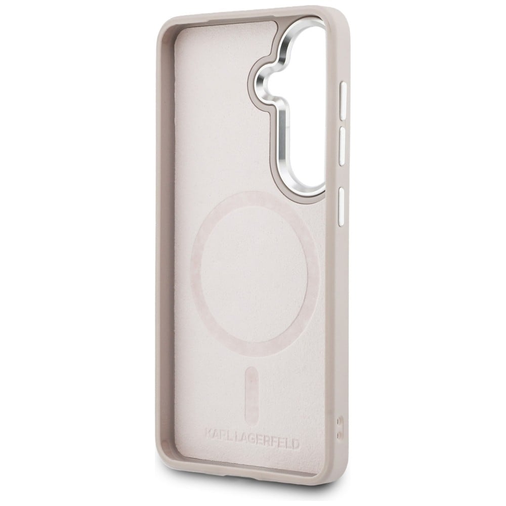 Karl Lagerfeld präglad ring RSG-logotyp MagSafe-fodral för Samsung Galaxy S26 - Rosa