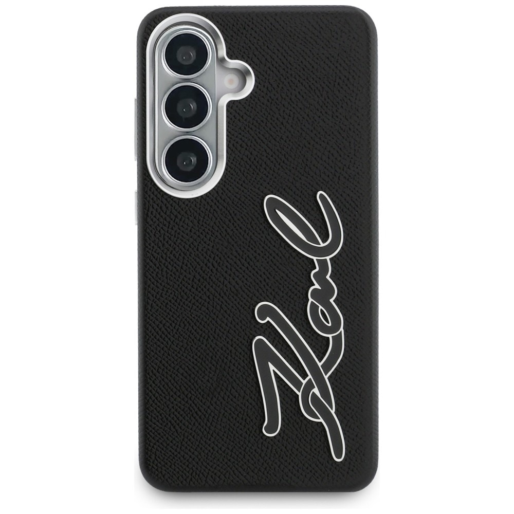 Karl Lagerfeld Grained Signature Metal Resin Logo Fodral för Samsung Galaxy S26 - Svart
