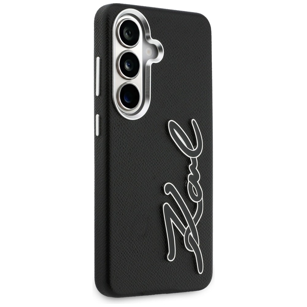 Karl Lagerfeld Grained Signature Metal Resin Logo Fodral för Samsung Galaxy S26 - Svart
