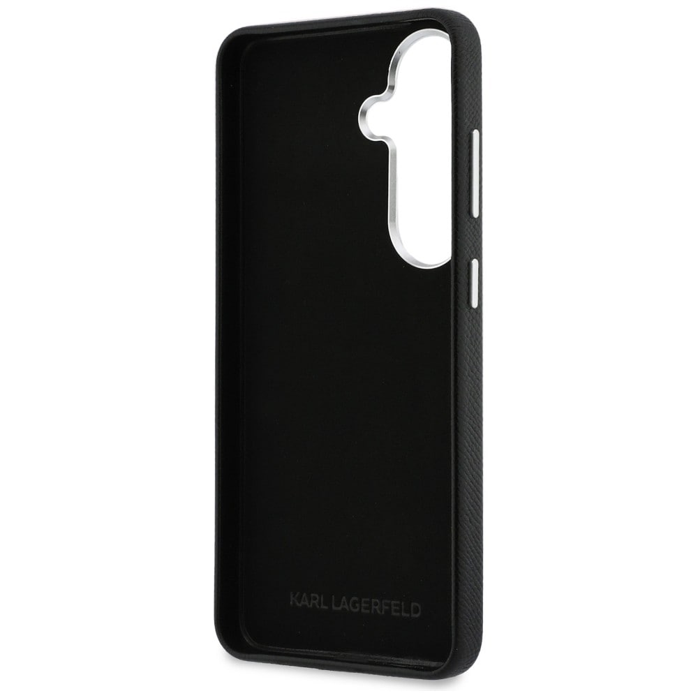 Karl Lagerfeld Grained Signature Metal Resin Logo Fodral för Samsung Galaxy S26 - Svart