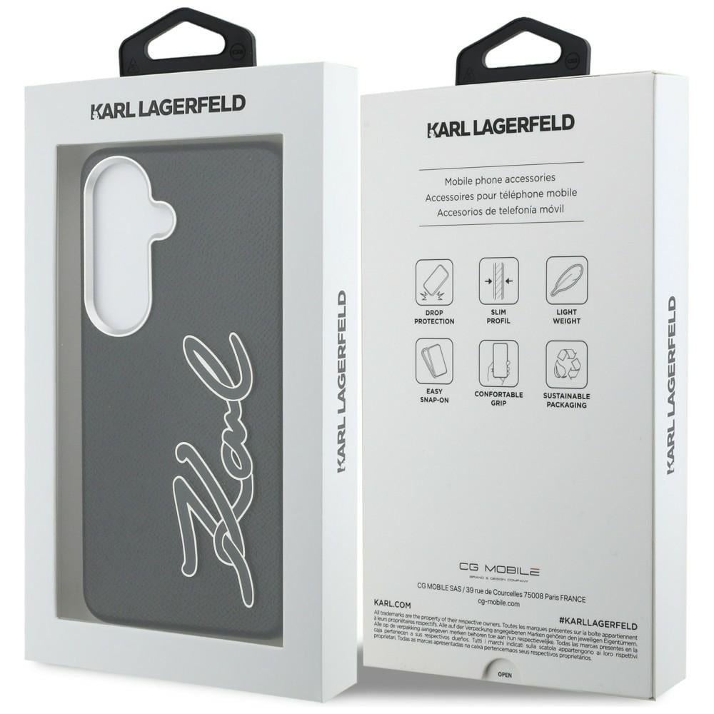 Karl Lagerfeld Grained Signature Metal Resin Logo Fodral för Samsung Galaxy S26 - Svart