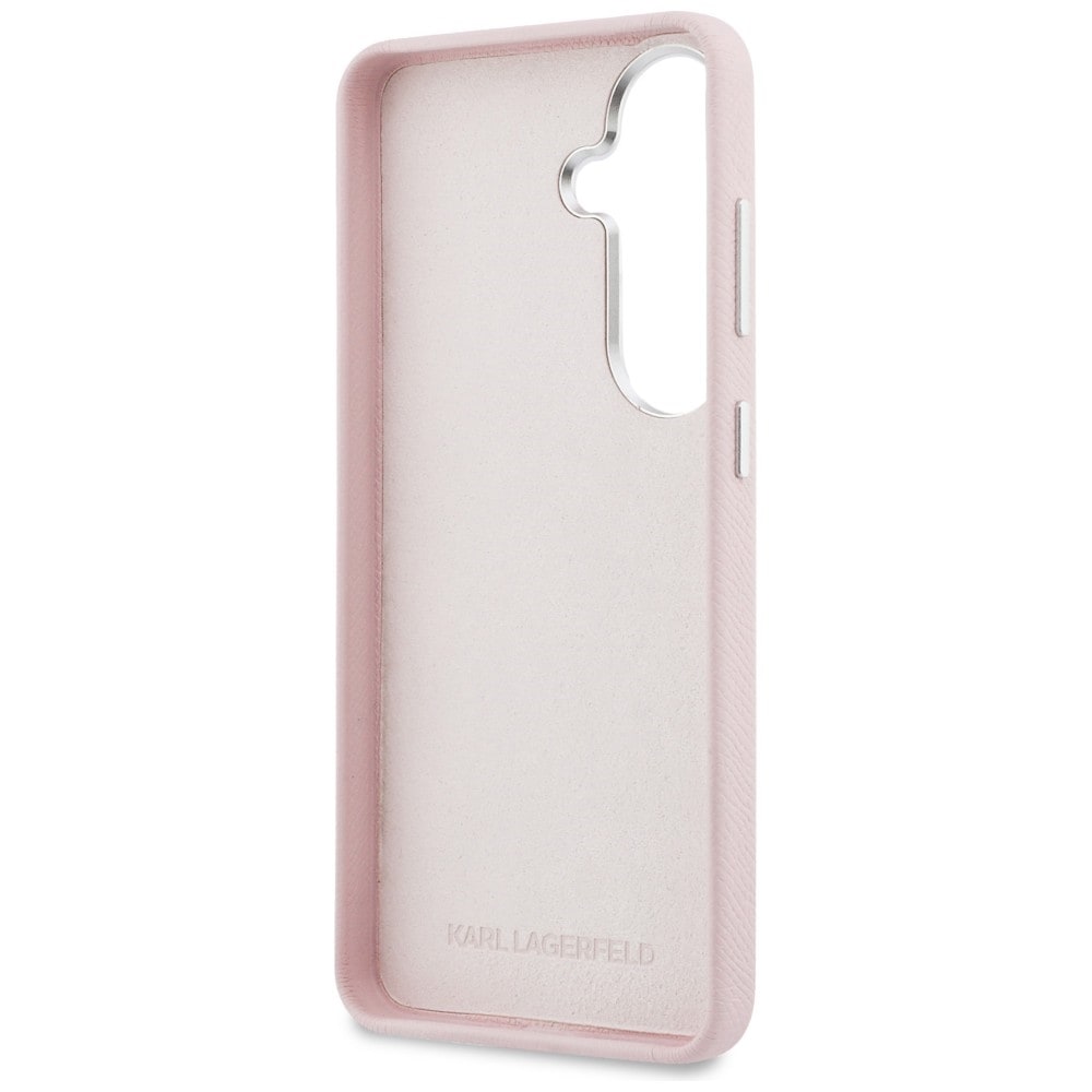 Karl Lagerfeld Grained Signature Metal Resin Logo Fodral för Samsung Galaxy S26 - Rosa