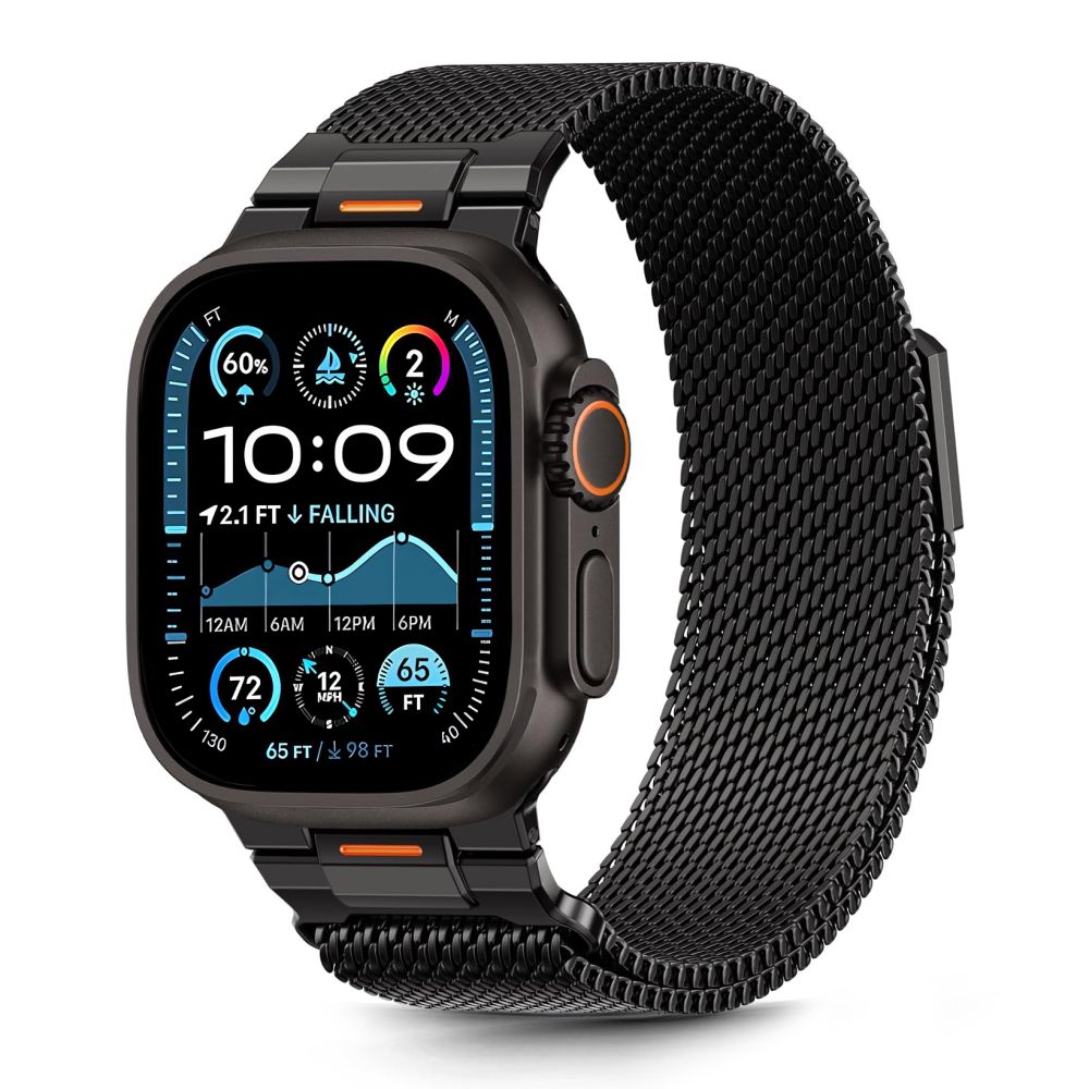 Tech-Protect Milano Vanguard armband för Apple klocka (44 / 45 / 46 / 49 mm) - Svart