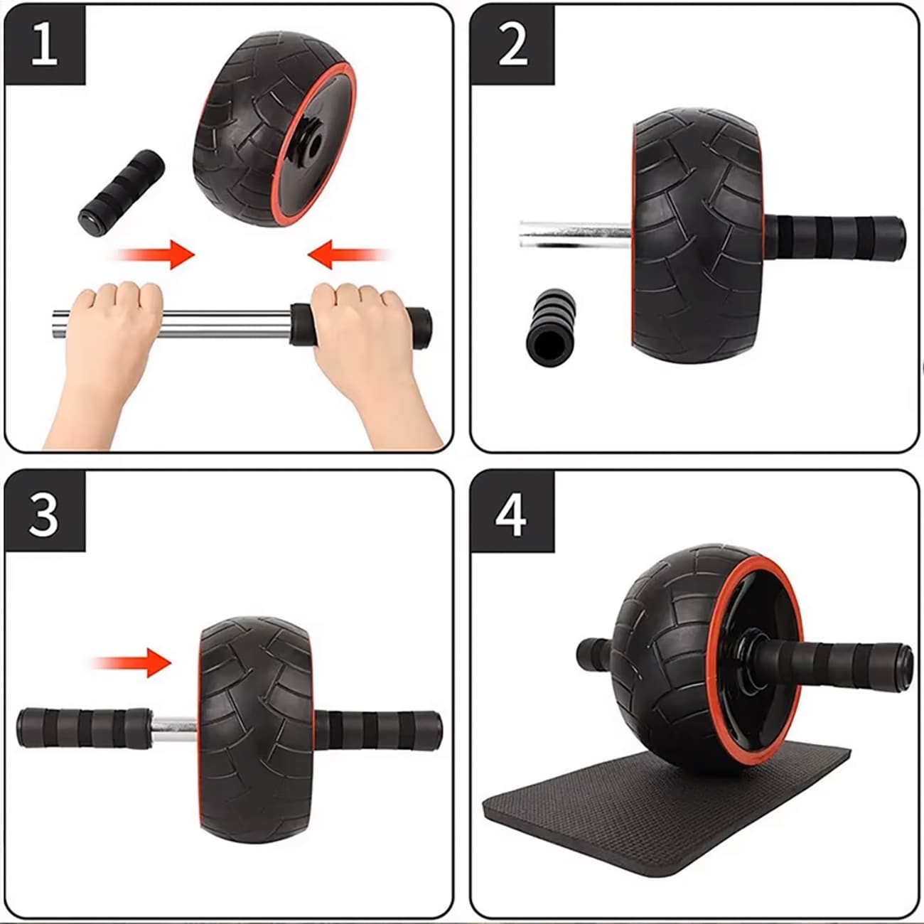 Wozinsky WKDC-17 Ab Wheel med matte - svart