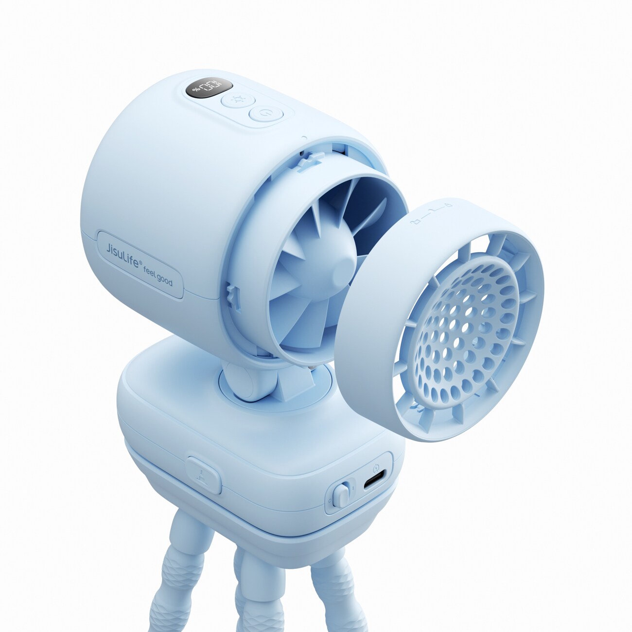 Jisulife Barnvagnsfläkt 4 5000mAh Mini Fläkt för barnvagn med metallklämma - Blå