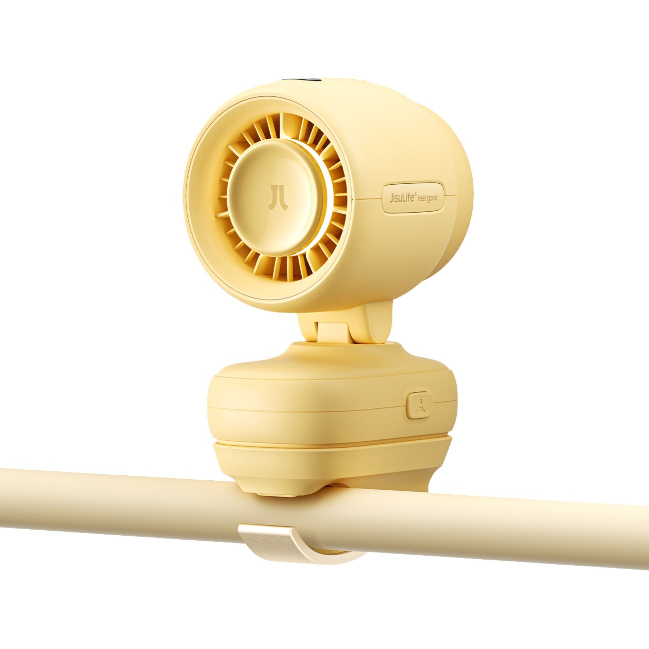 Jisulife Barnvagnsfläkt 4 5000mAh Mini Fläkt för barnvagn med metallklämma - Gul