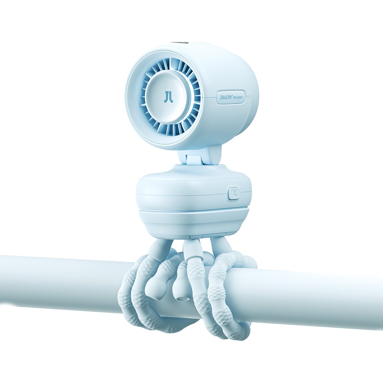 Jisulife Barnvagnsfläkt 4 5000mAh Mini Fläkt för barnvagn med flexibelt stativ - Blå