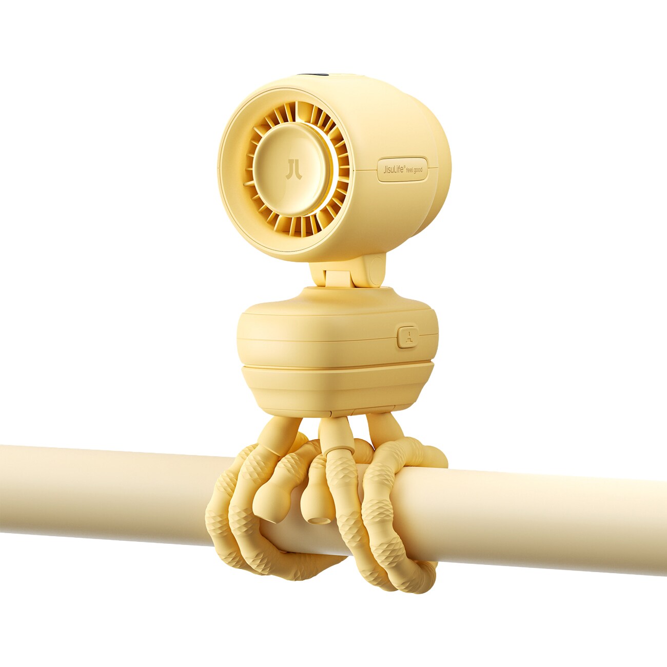Jisulife Barnvagnsfläkt 4 5000mAh Mini Fläkt för barnvagn med flexibelt stativ - Gul