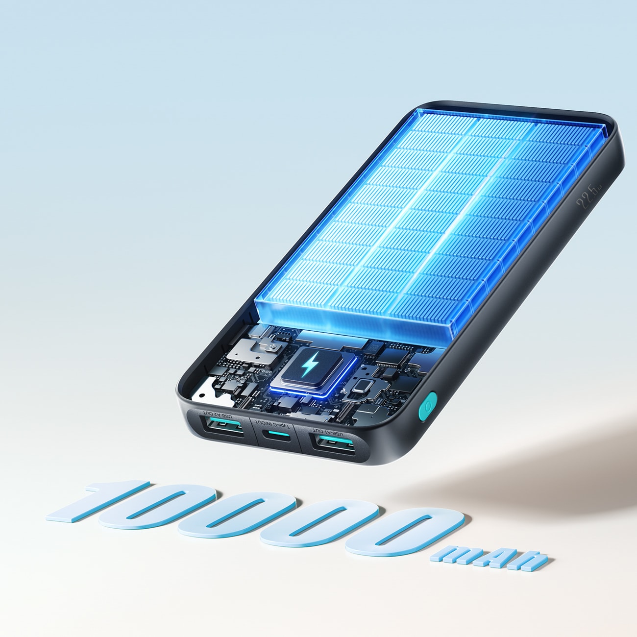 Joyroom JR-PBF12 Pro Powerbank 22,5 W 10000 mAh med digital skjerm 2x USB-A 1x USB-C - Svart