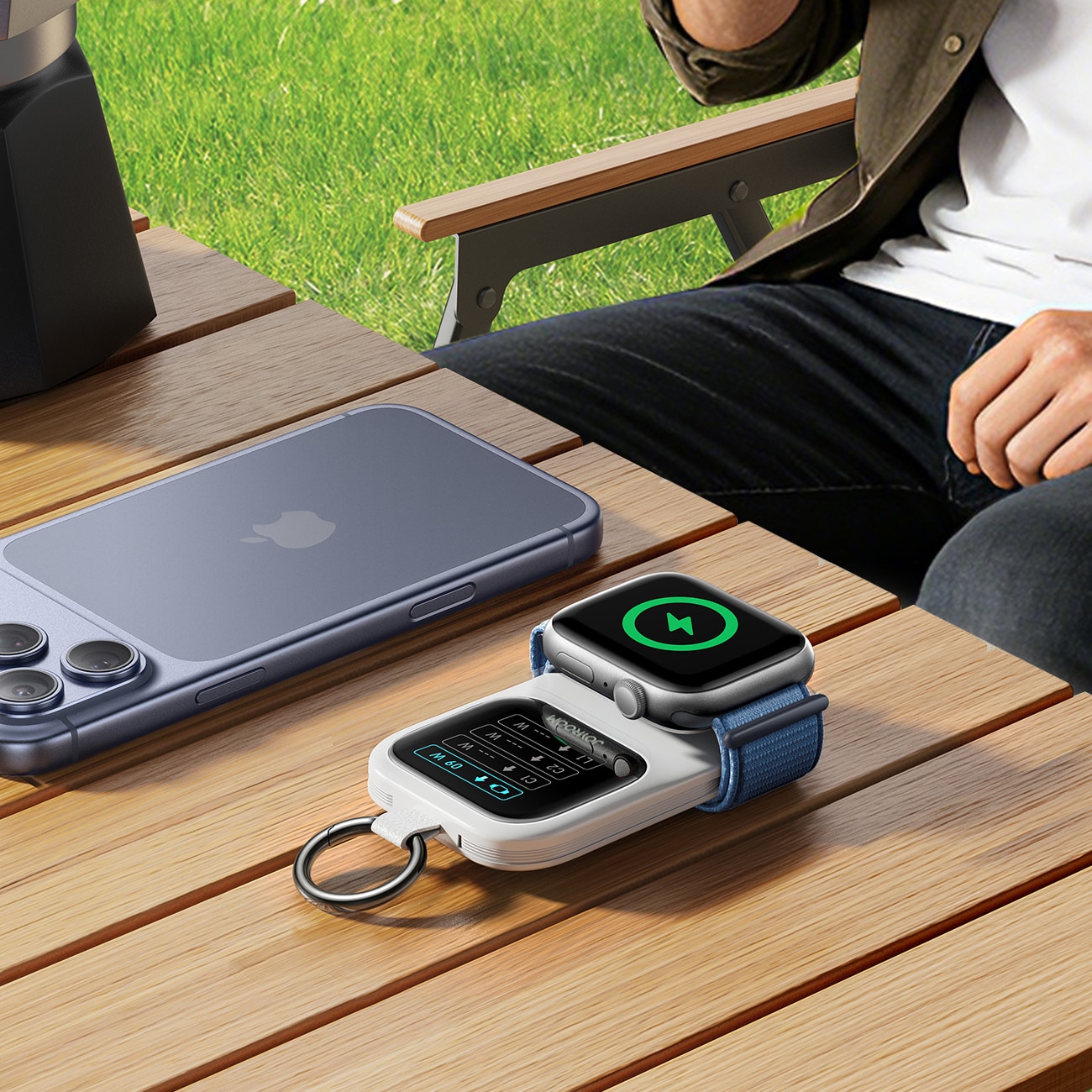 Joyroom JR-W19 5000mAh Powerbank med 5W trådløs klokkelading - hvit