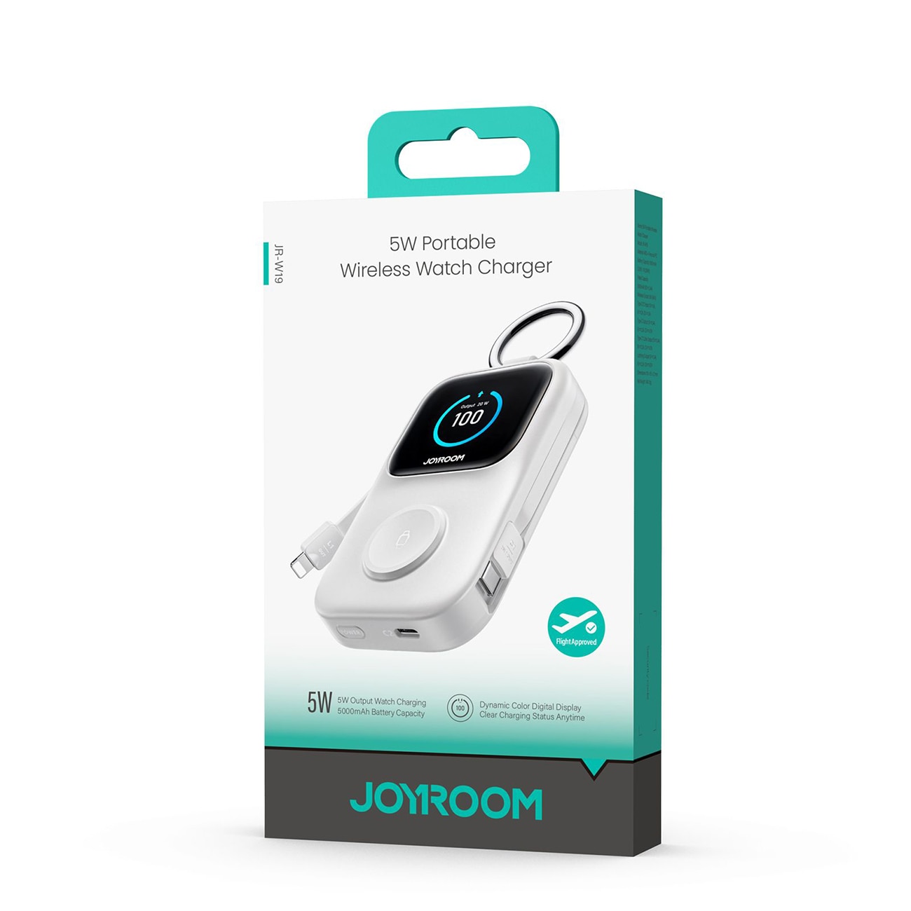 Joyroom JR-W19 5000mAh Powerbank med 5W trådløs klokkelading - hvit