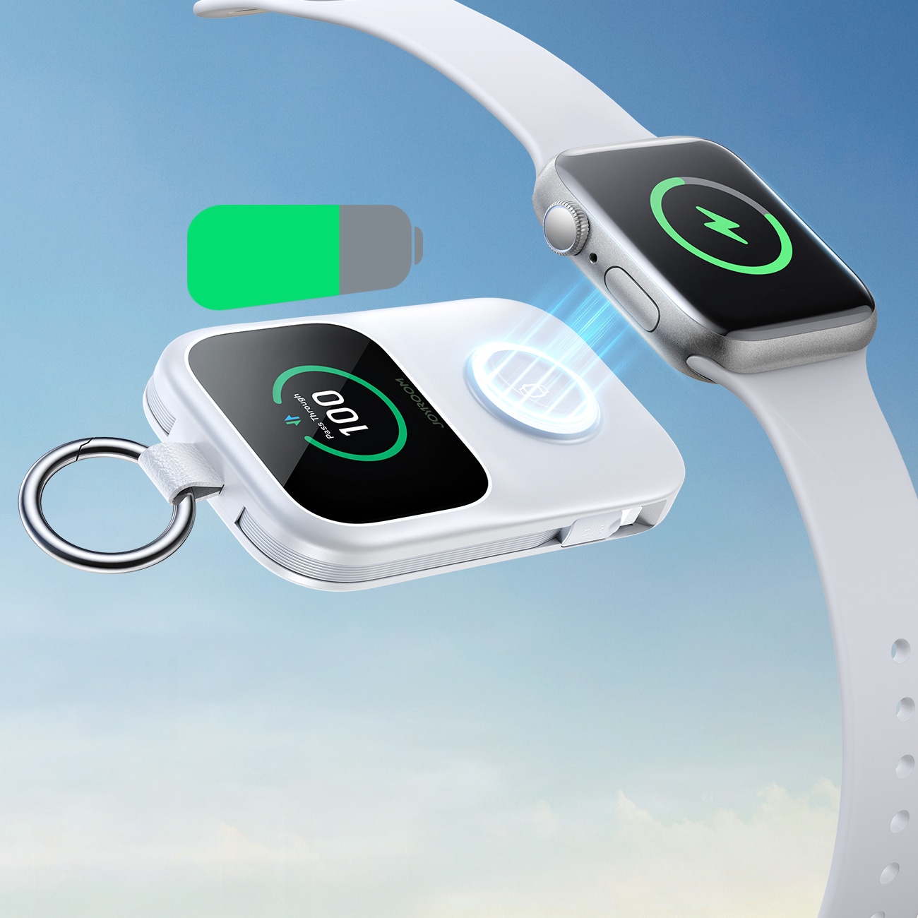 Joyroom JR-W19 5000mAh Powerbank med 5W trådløs klokkelading - hvit
