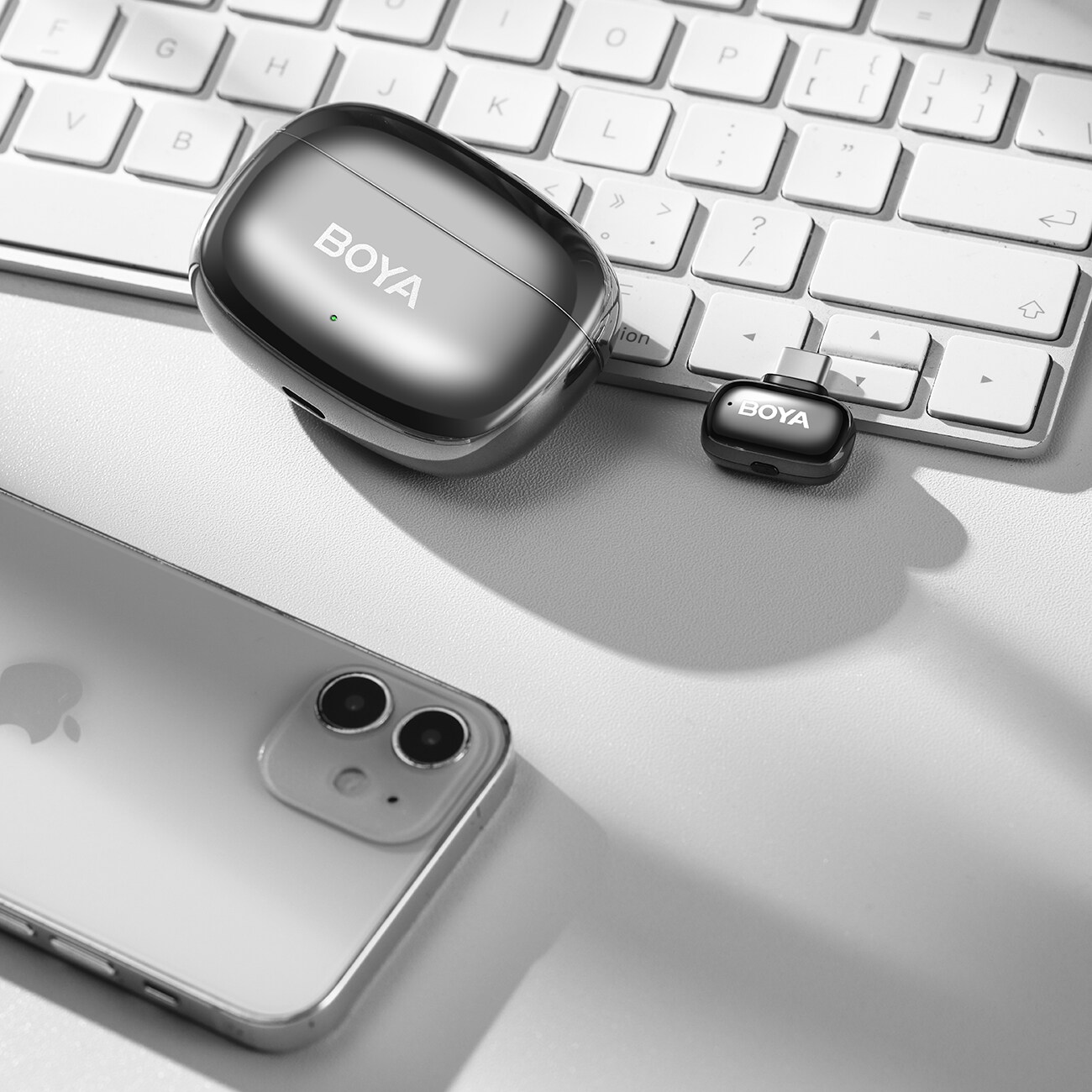 BOYA mini 2-02 trådlösa mikrofoner 2,4 GHz USB-C - svart