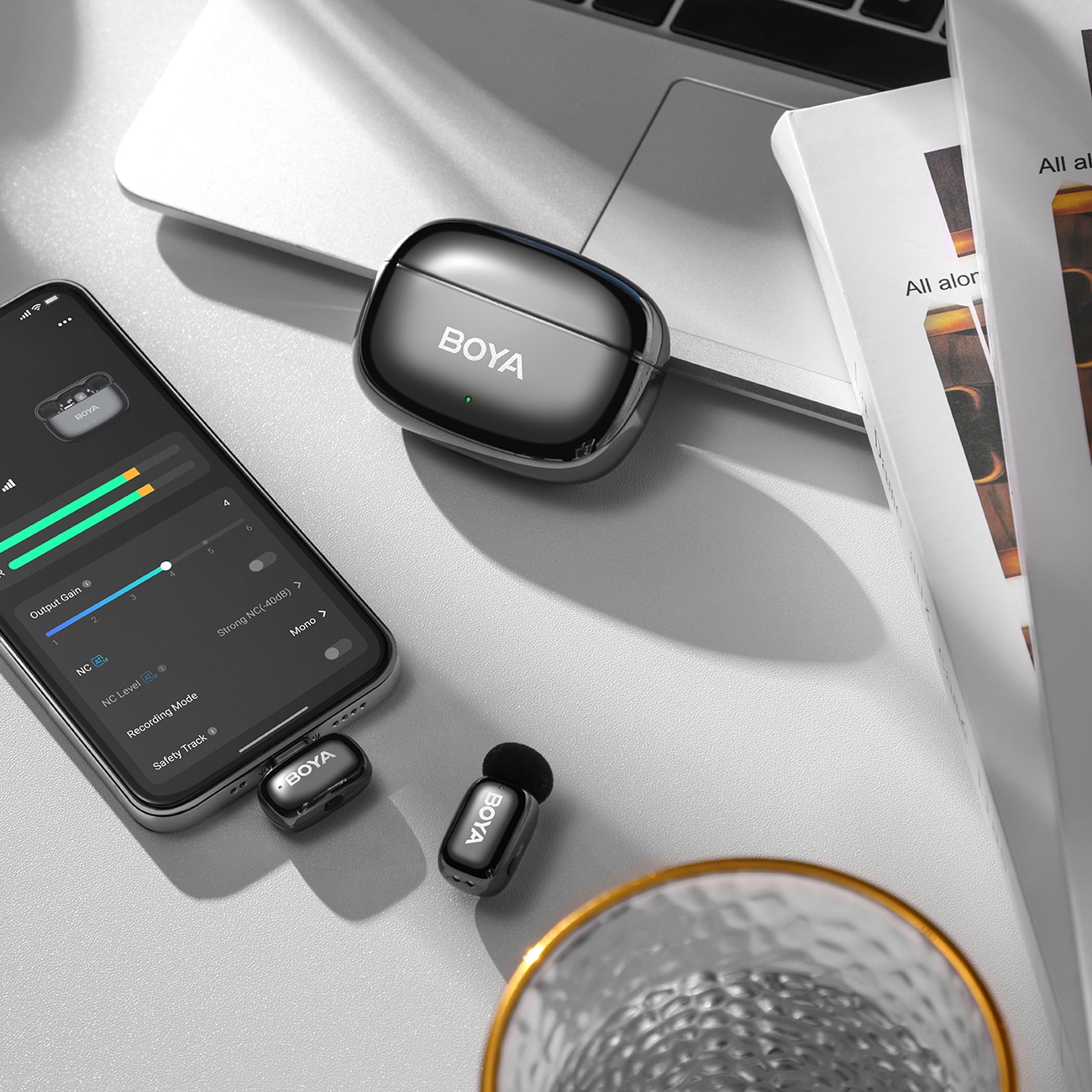 BOYA mini 2-02 trådlösa mikrofoner 2,4 GHz USB-C - svart