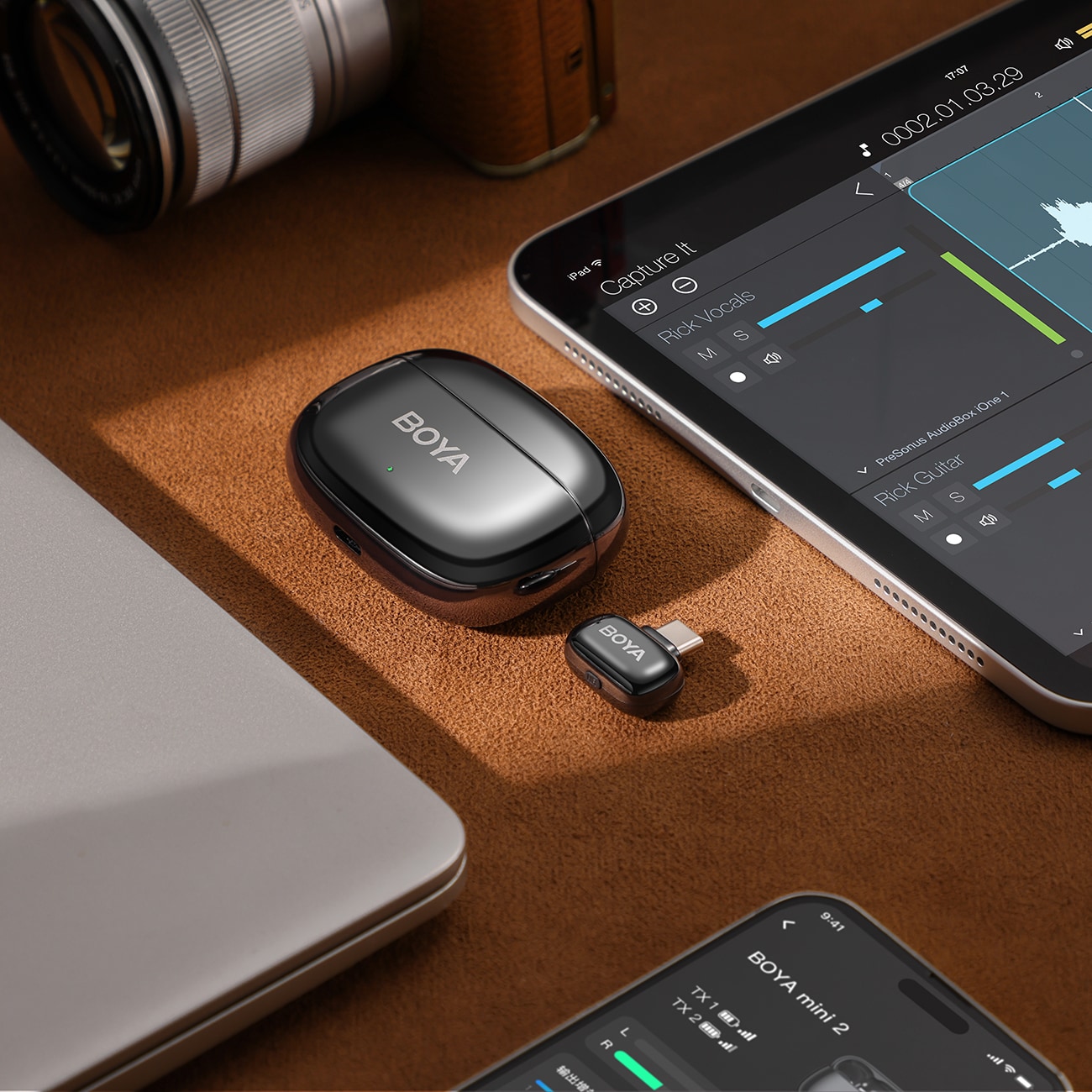 BOYA mini 2-02 trådlösa mikrofoner 2,4 GHz USB-C - svart