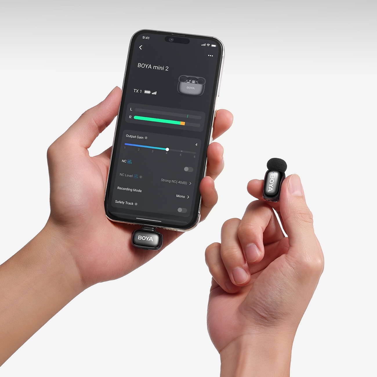 BOYA mini 2-02 trådlösa mikrofoner 2,4 GHz USB-C - svart