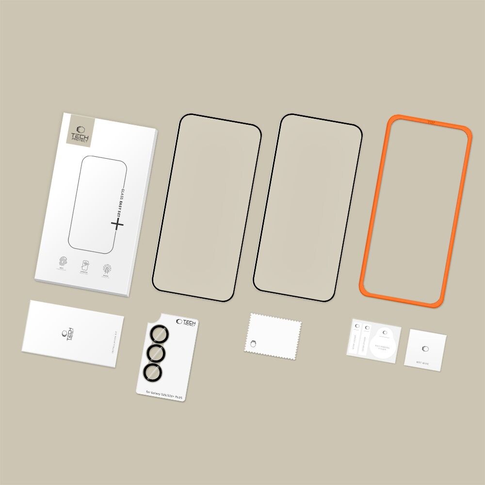 Tech-Protect Easy Set+ 3-pack härdat glas för Samsung Galaxy S26 - Svart