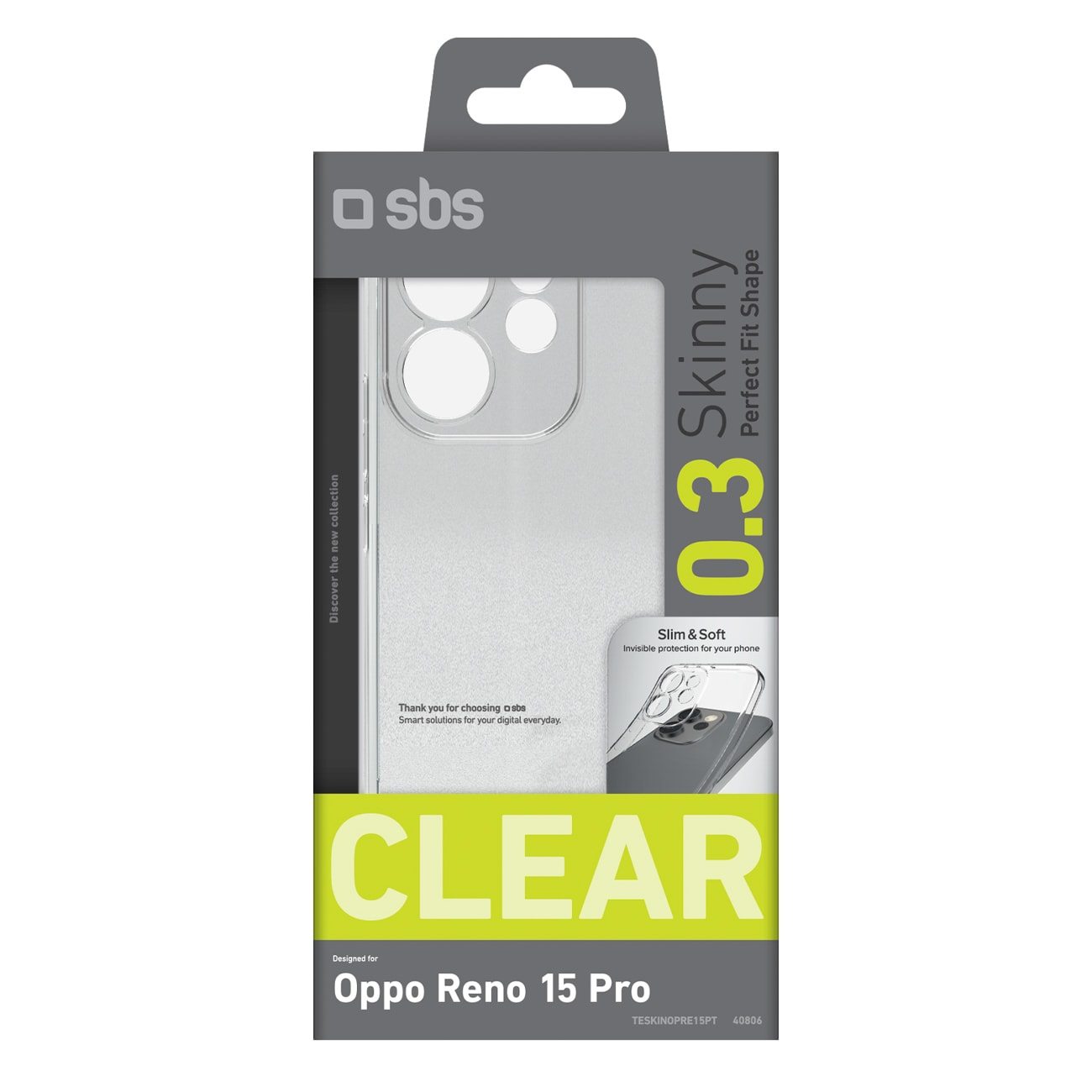 SBS Skinny Cover för Oppo Reno 15 Pro - Transparent