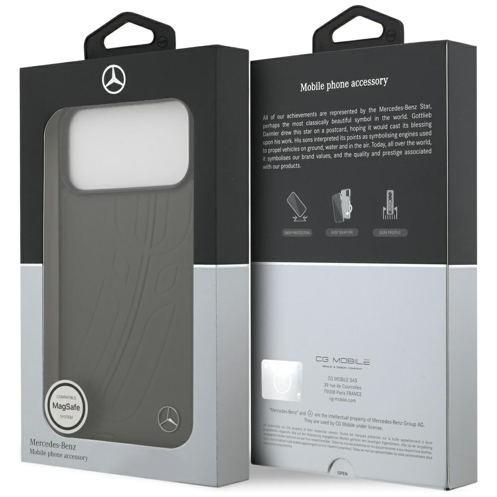 Mercedes Läderfodral MagSafe för iPhone 17 Pro Max - svart och grått