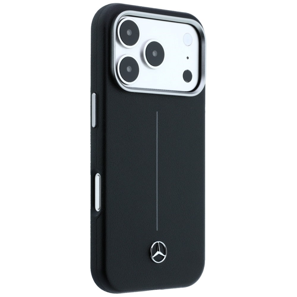 Mercedes læderetui med halvomslag i Iconic Line med MagSafe til iPhone 17 Pro – sort