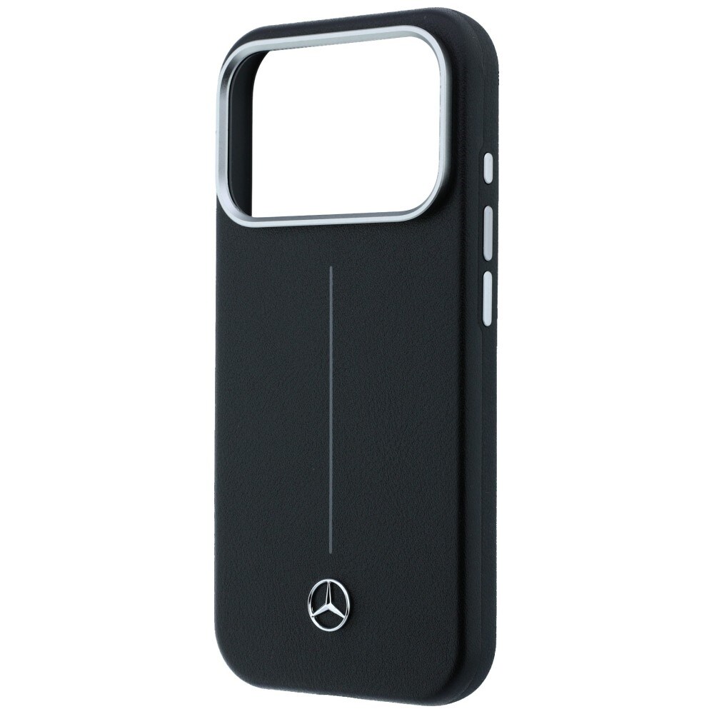 Mercedes læderetui med halvomslag i Iconic Line med MagSafe til iPhone 17 Pro Max – Sort