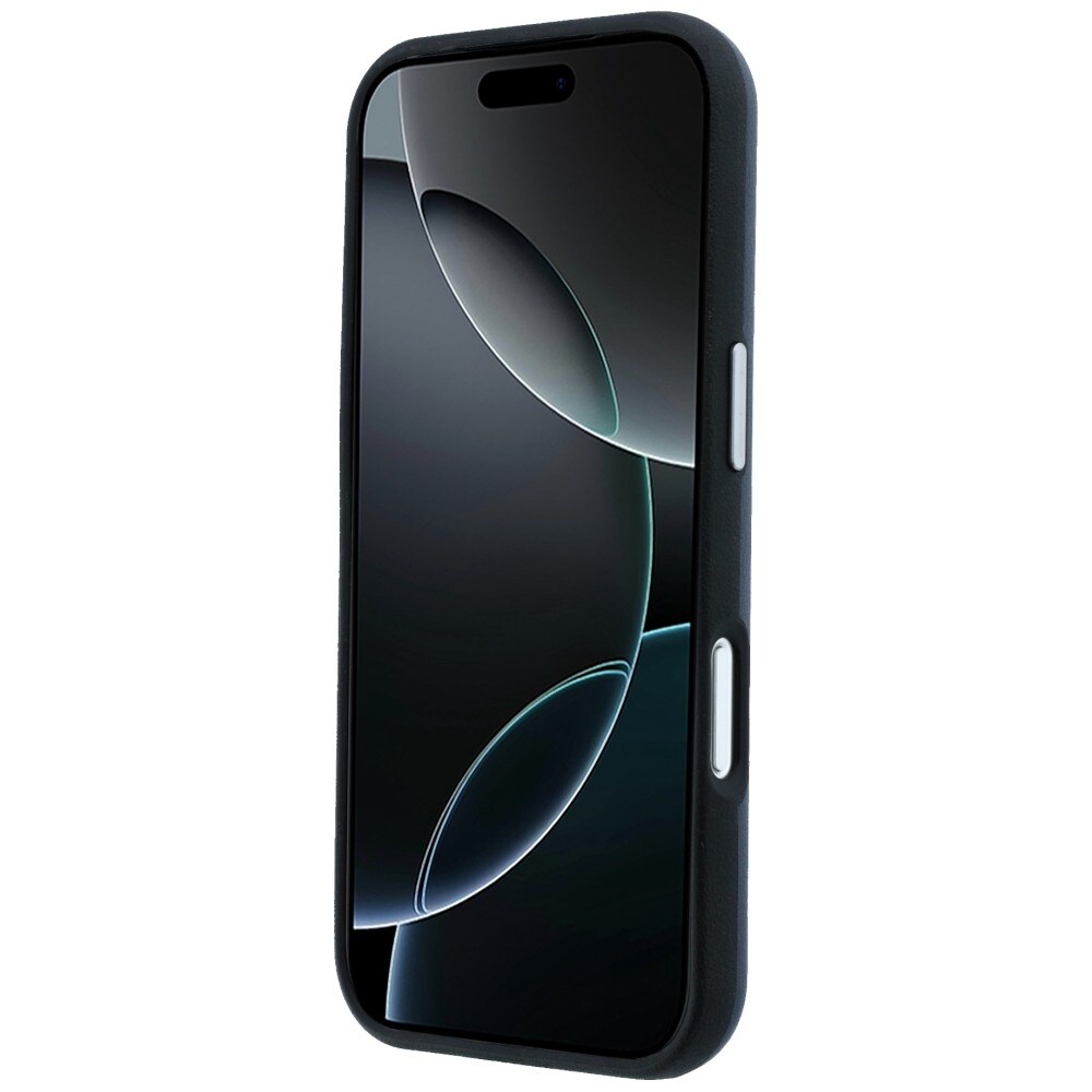 Mercedes läderfodral med halvomslag i Iconic Line med MagSafe för iPhone 17 Pro – marinblått