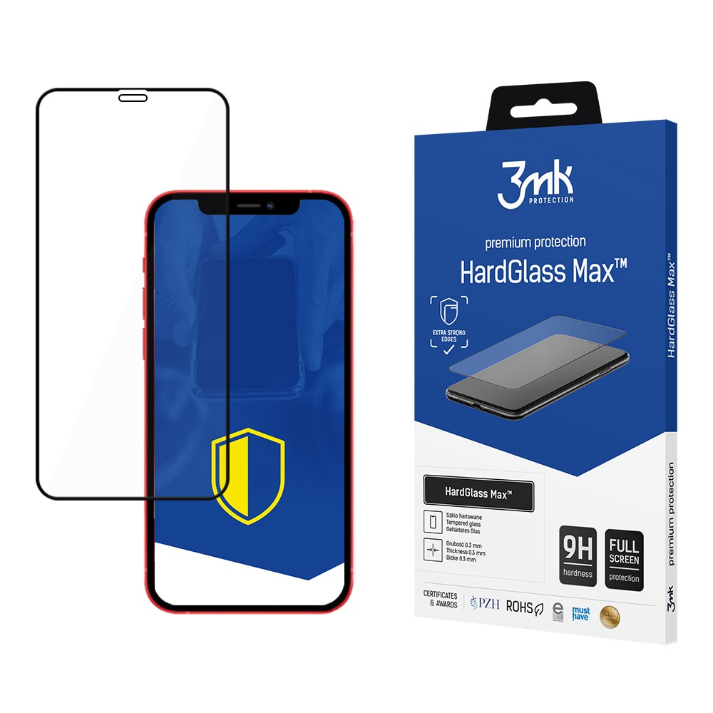 9H 3mk HardGlass Max™-glas till iPhone 12 Pro Max