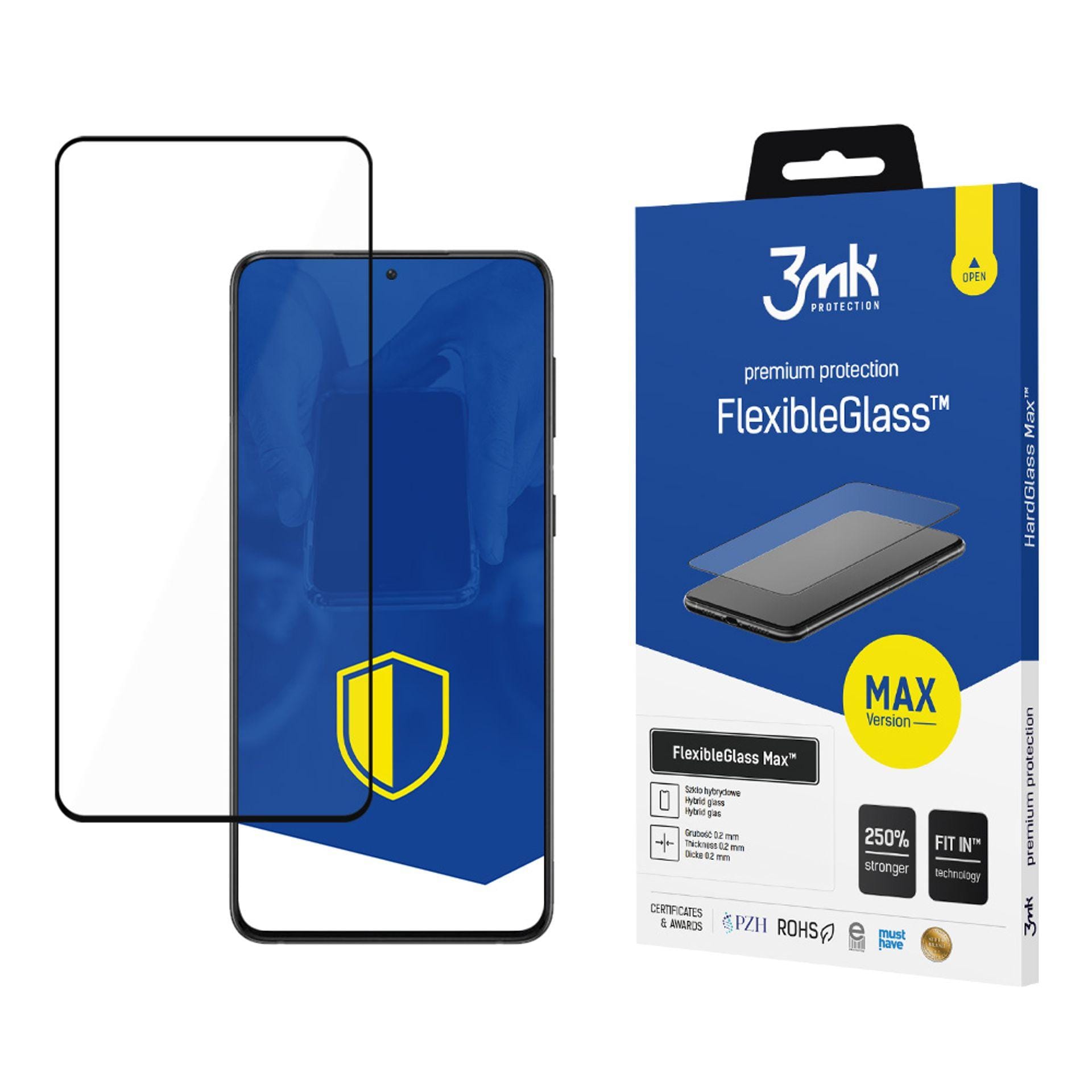 Härdat glas 3mk FlexibleGlass Max Black till Samsung Galaxy S21+ 5G